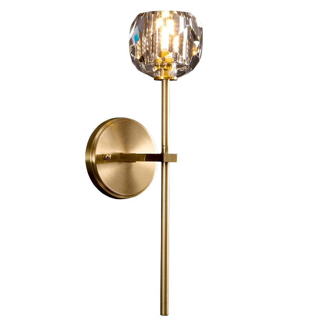 postmodern gold ball shaped led crystal wall sconce with plug in lighting