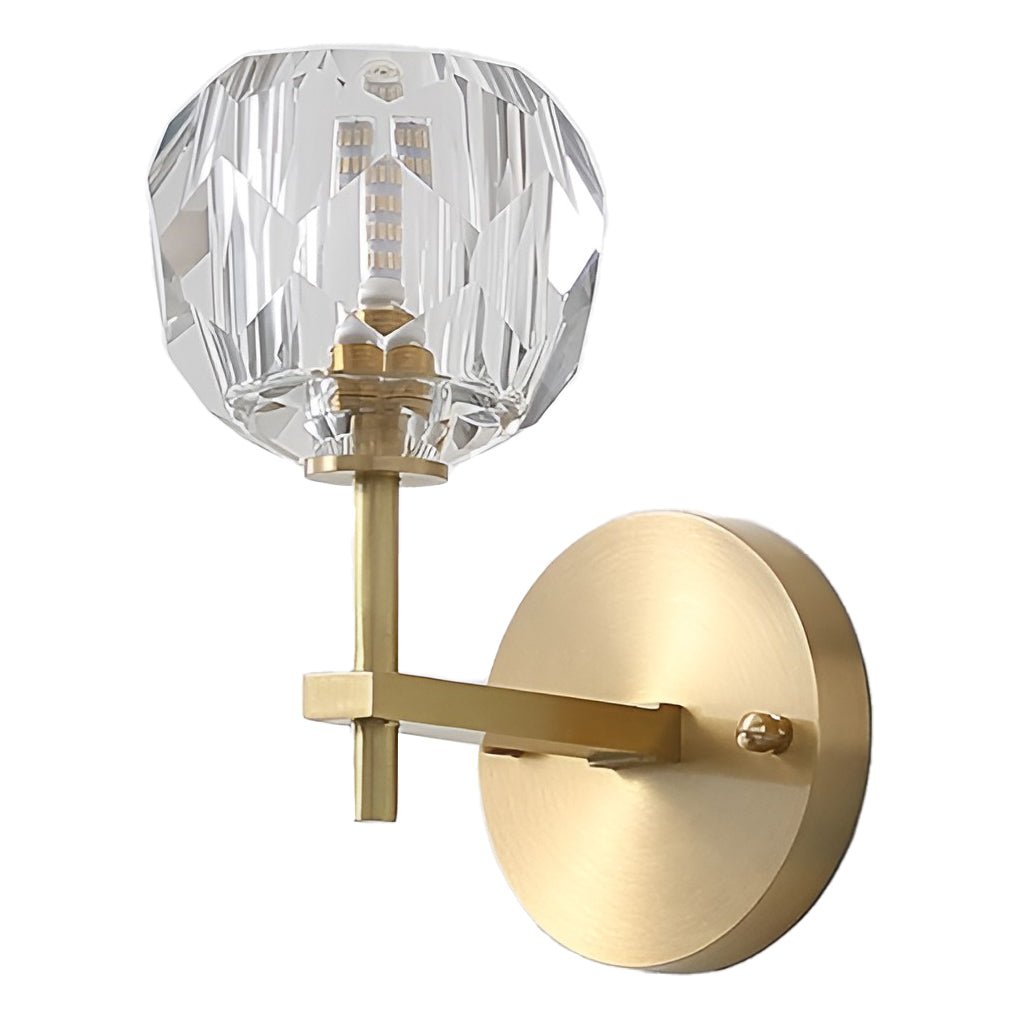 postmodern gold ball shaped led crystal wall sconce with plug in lighting