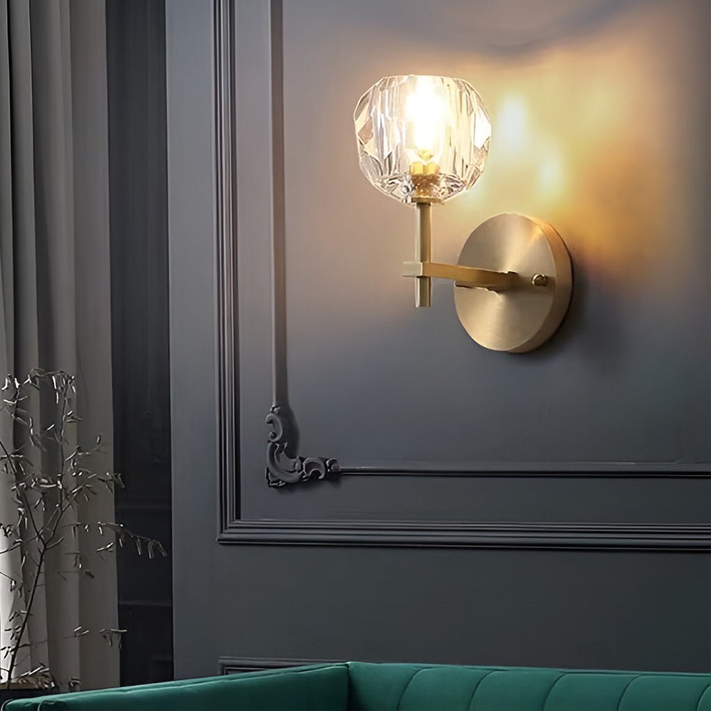 postmodern gold ball shaped led crystal wall sconce with plug in lighting