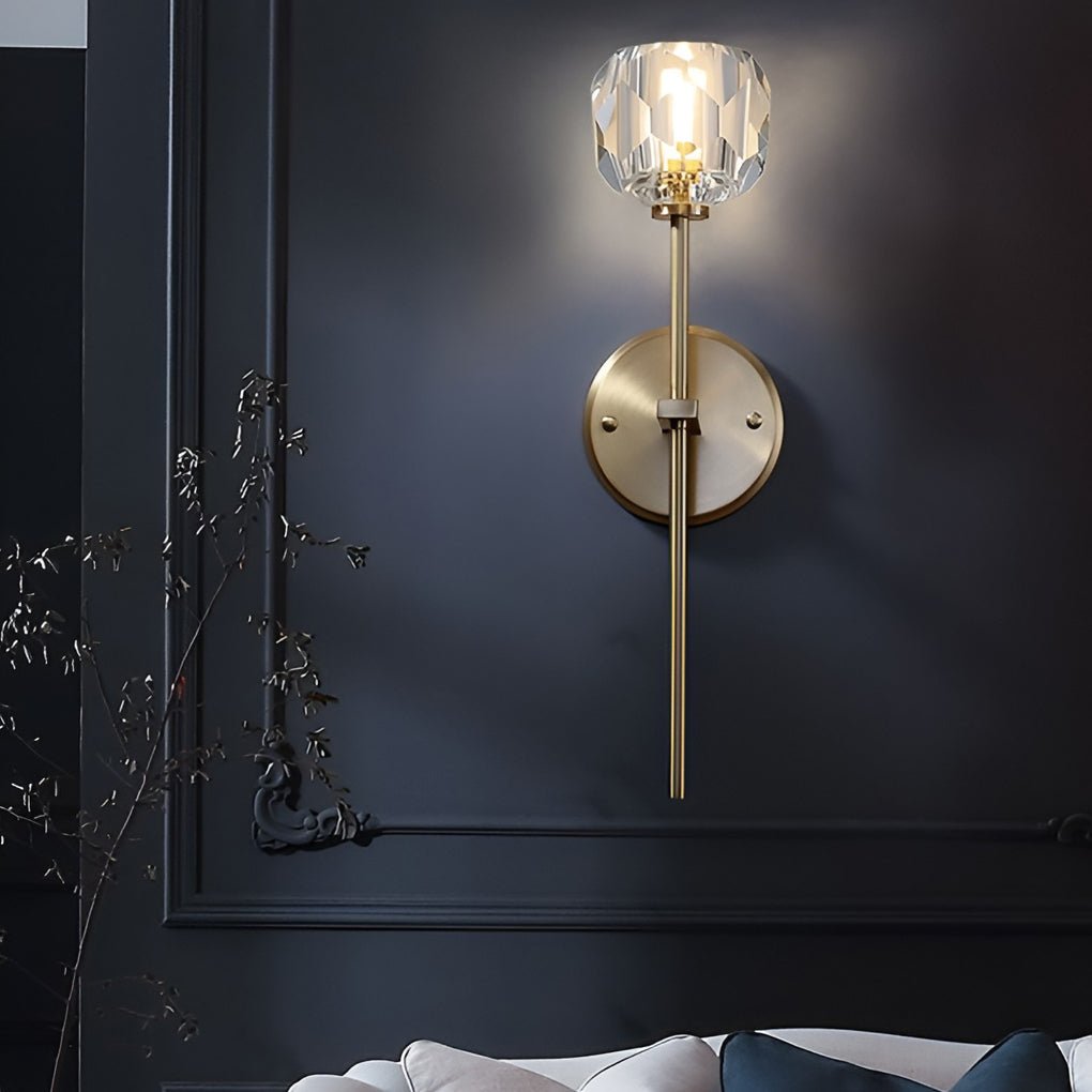 postmodern gold ball shaped led crystal wall sconce with plug in lighting