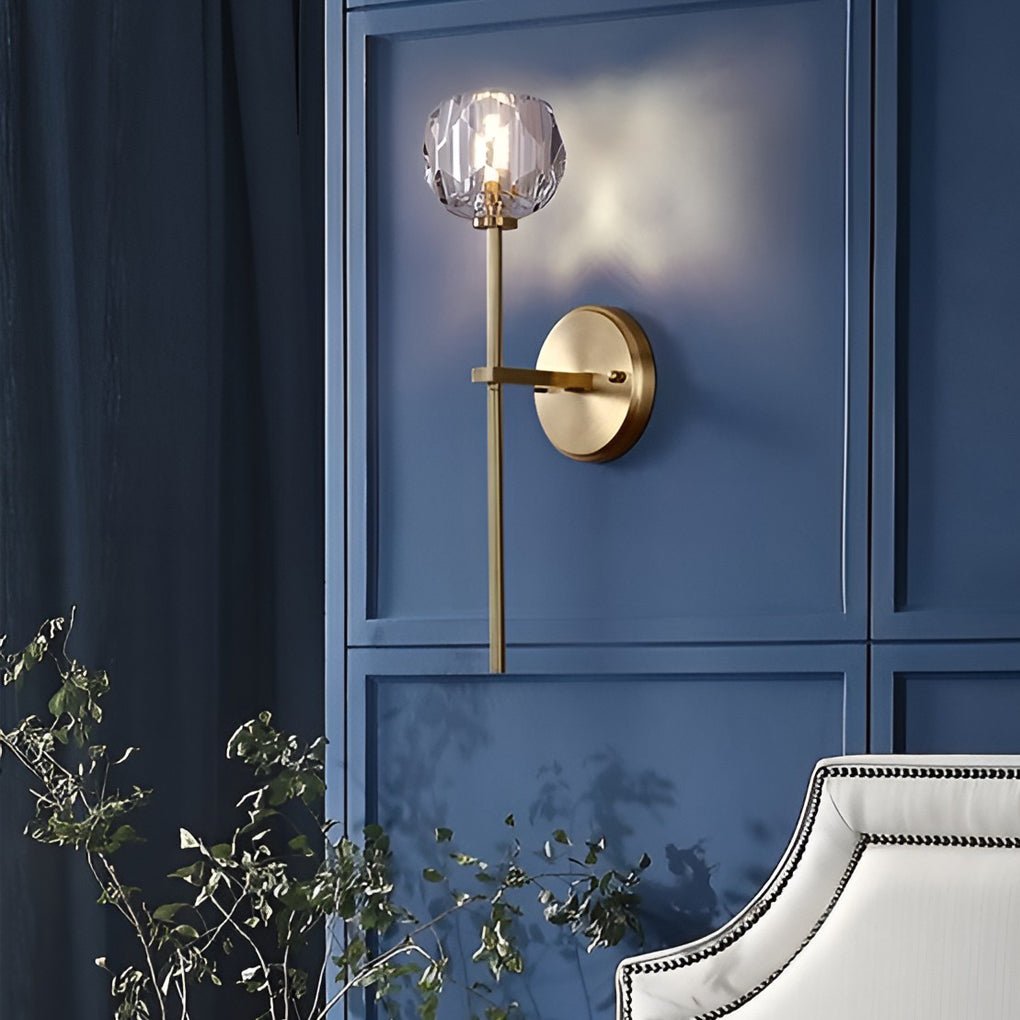 postmodern gold ball shaped led crystal wall sconce with plug in lighting