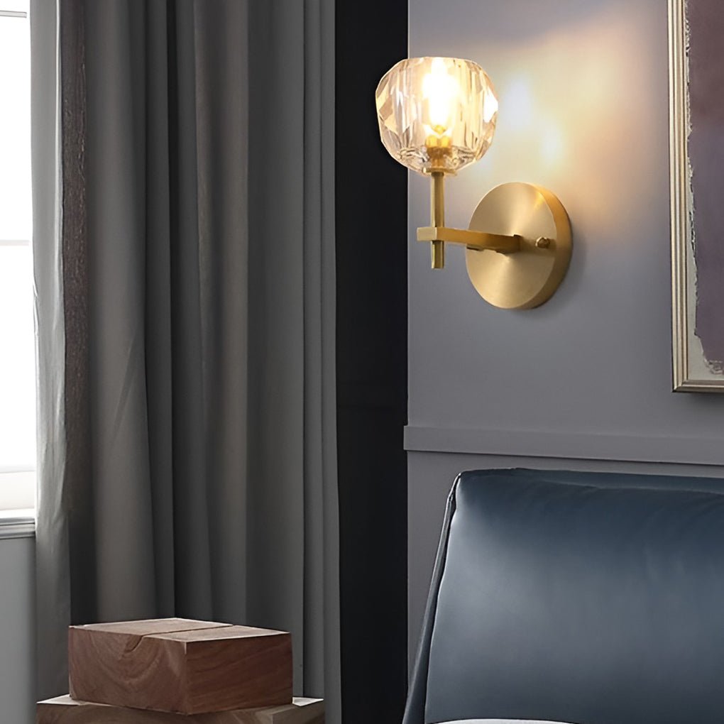 postmodern gold ball shaped led crystal wall sconce with plug in lighting