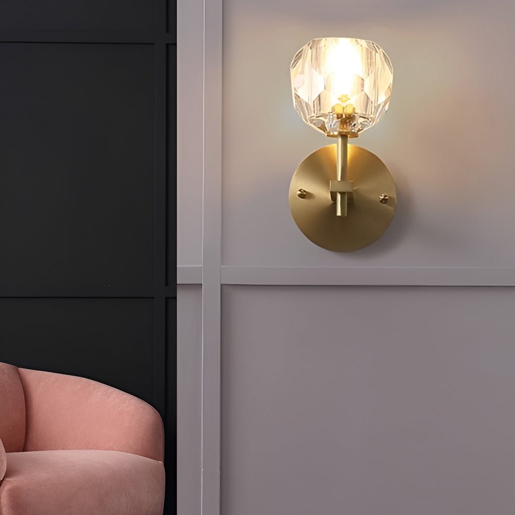 postmodern gold ball shaped led crystal wall sconce with plug in lighting