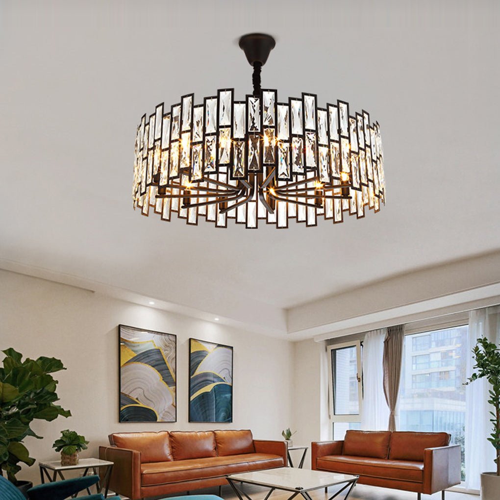 Postmodern Minimalist Crystal Chandelier — Iron, E14, Three-Color LED, 19.68"–39.37" Dia.