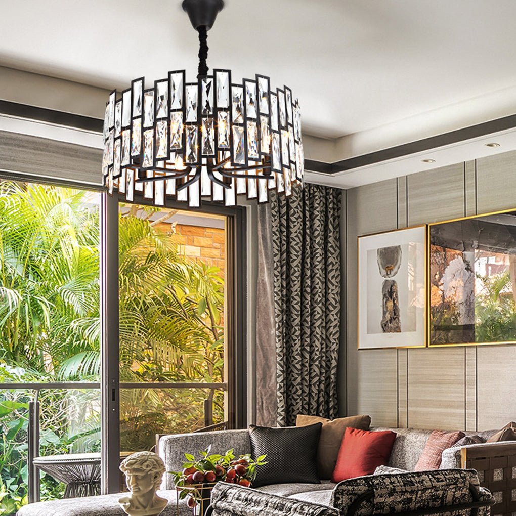 Postmodern Minimalist Crystal Chandelier — Iron, E14, Three-Color LED, 19.68"–39.37" Dia.