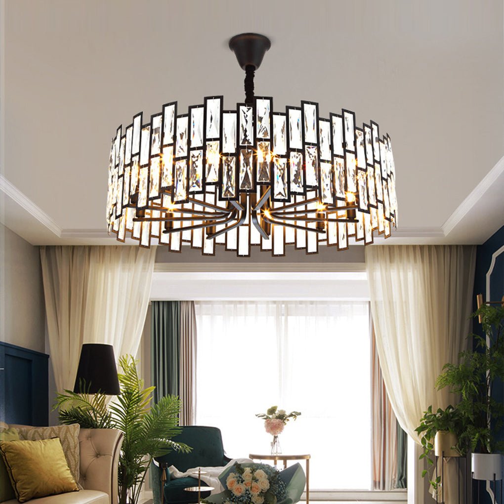Postmodern Minimalist Crystal Chandelier — Iron, E14, Three-Color LED, 19.68"–39.37" Dia.