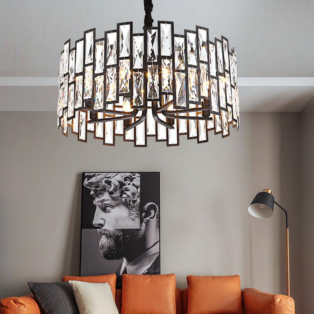 Postmodern Minimalist Crystal Chandelier — Iron, E14, Three-Color LED, 19.68"–39.37" Dia.