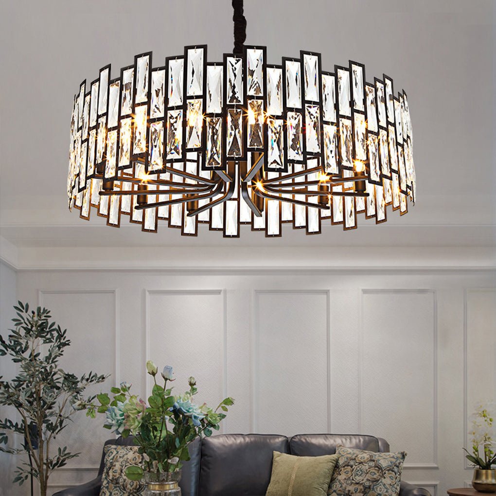 Postmodern Minimalist Crystal Chandelier — Iron, E14, Three-Color LED, 19.68"–39.37" Dia.