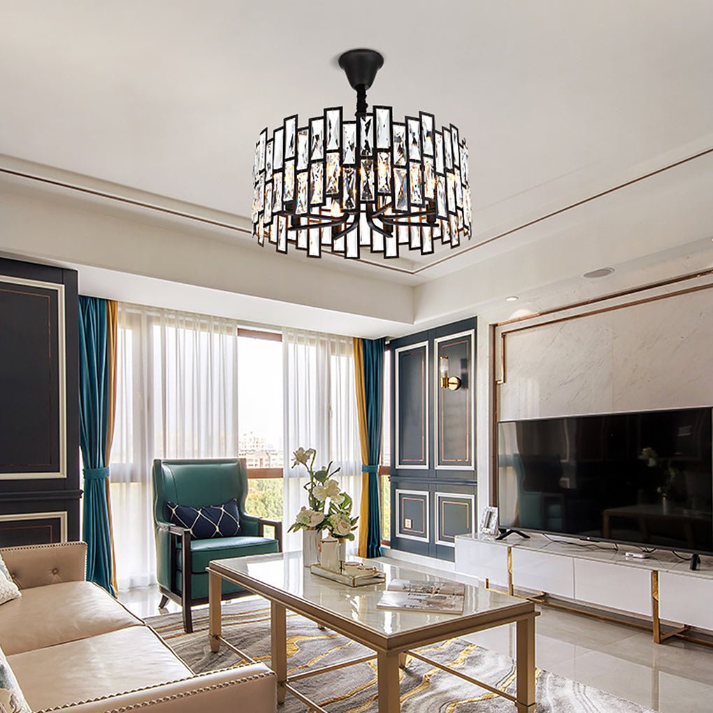 Postmodern Minimalist Crystal Chandelier — Iron, E14, Three-Color LED, 19.68"–39.37" Dia.