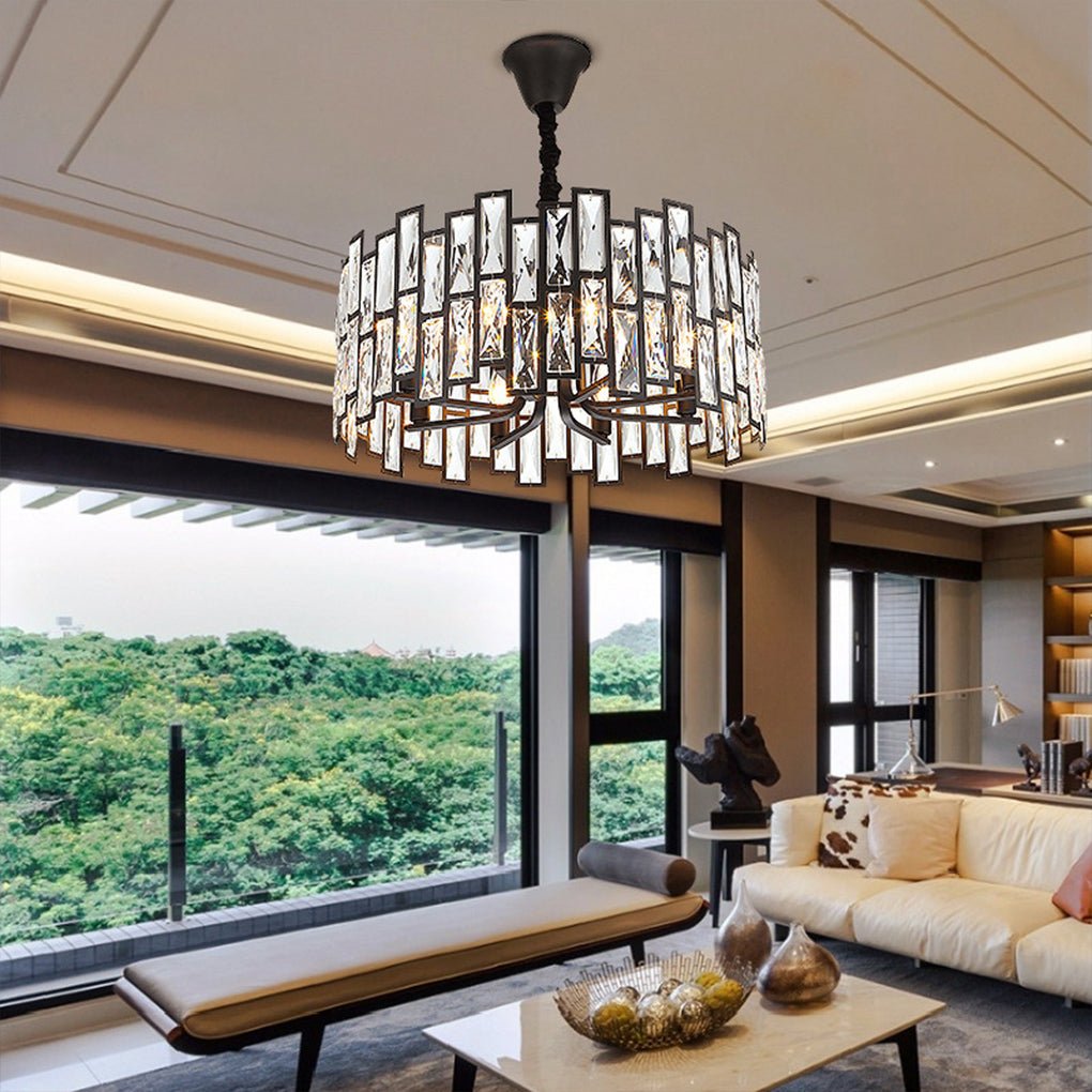 Postmodern Minimalist Crystal Chandelier — Iron, E14, Three-Color LED, 19.68"–39.37" Dia.