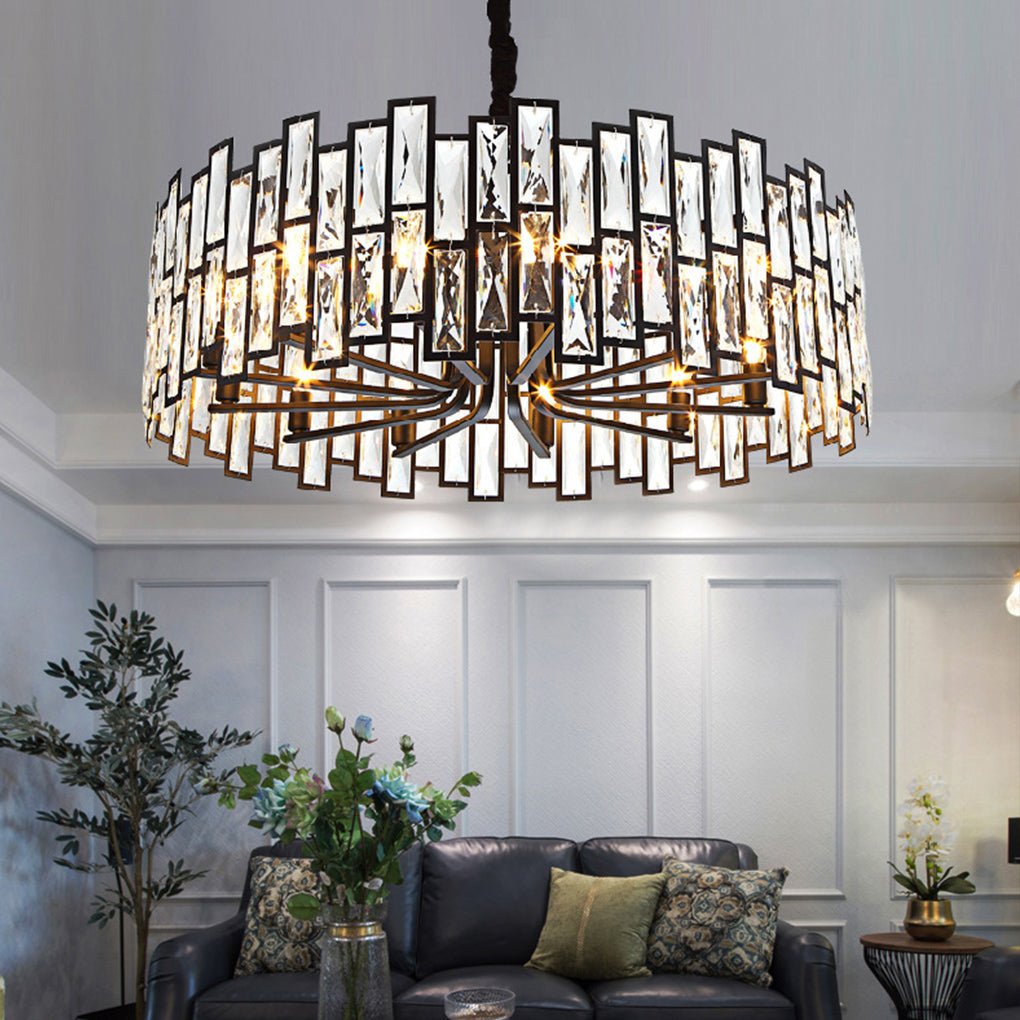 Postmodern Minimalist Crystal Chandelier — Iron, E14, Three-Color LED, 19.68"–39.37" Dia.