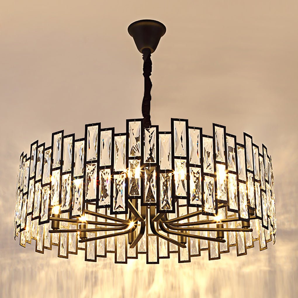 Postmodern Minimalist Crystal Chandelier — Iron, E14, Three-Color LED, 19.68"–39.37" Dia.
