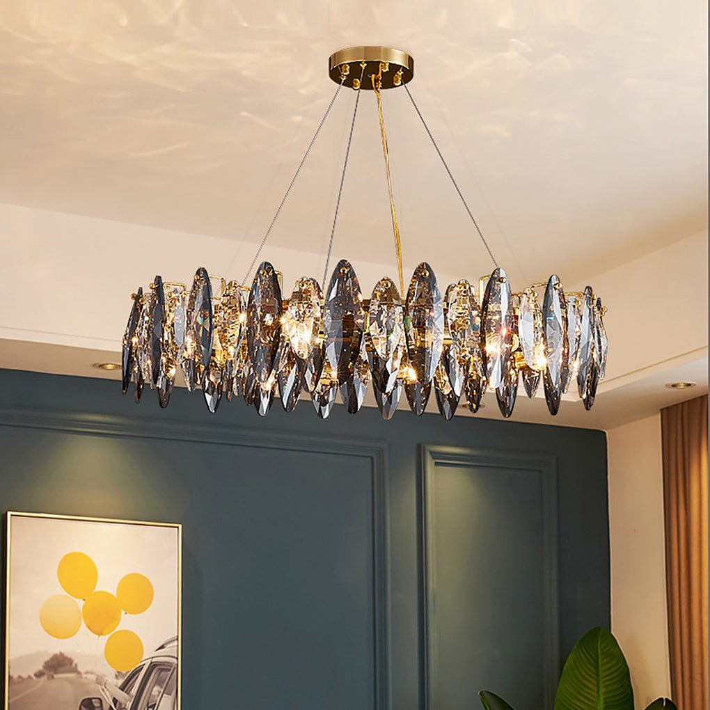 Postmodern Crystal Chandelier — Gold Electroplated Hardware, G9 Three-Color LED