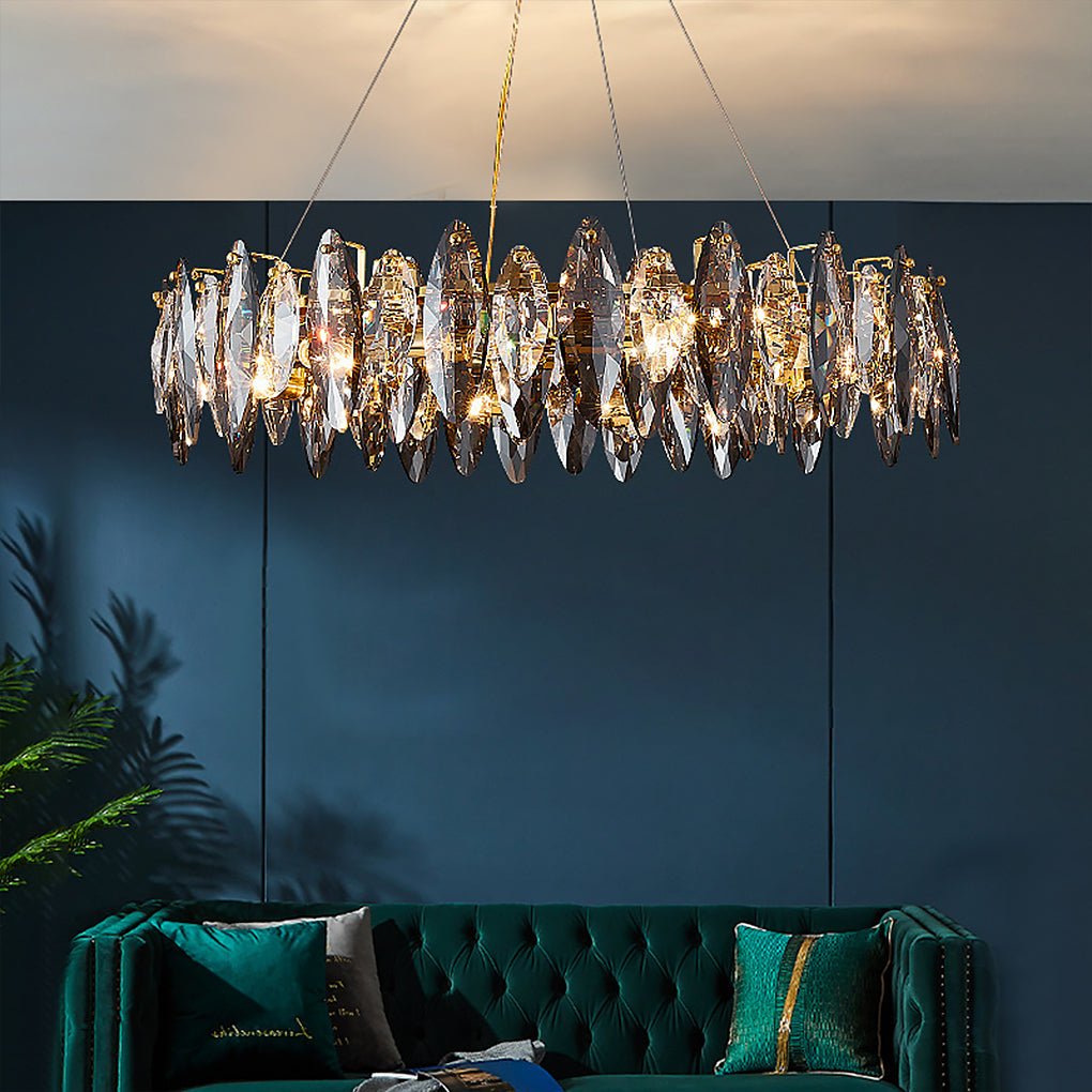 Postmodern Crystal Chandelier — Gold Electroplated Hardware, G9 Three-Color LED