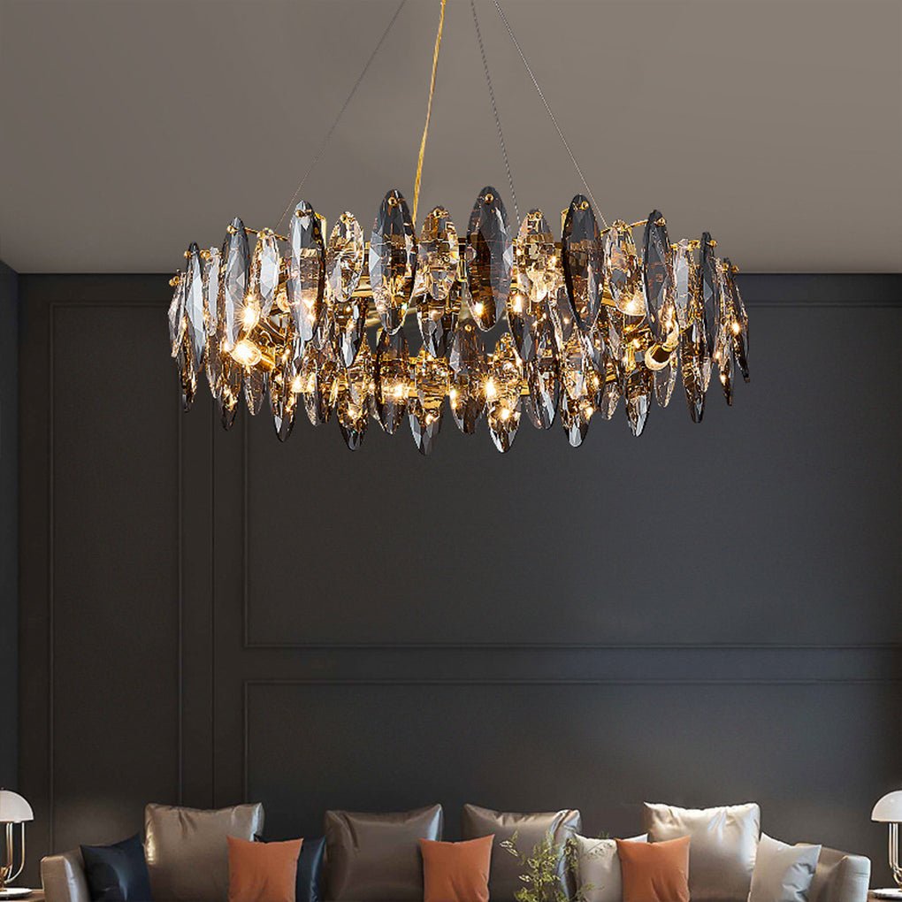 Postmodern Crystal Chandelier — Gold Electroplated Hardware, G9 Three-Color LED