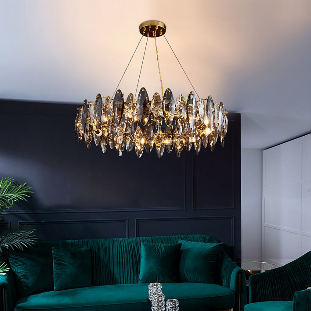 Postmodern Crystal Chandelier — Gold Electroplated Hardware, G9 Three-Color LED
