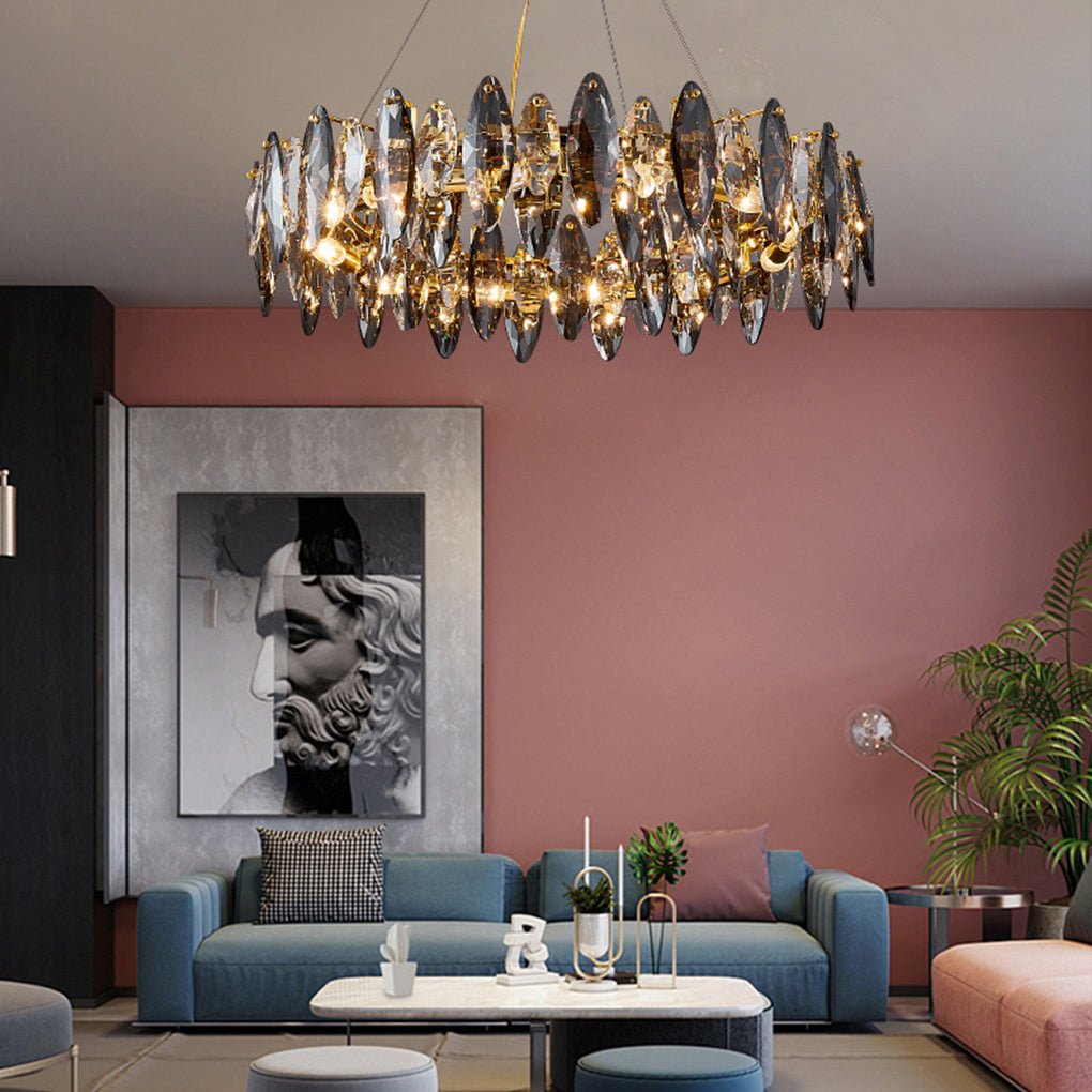 Postmodern Crystal Chandelier — Gold Electroplated Hardware, G9 Three-Color LED