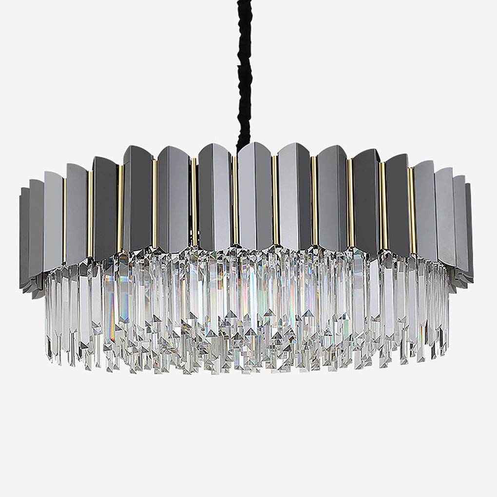 Postmodern Crystal Chandelier — Iron, E14 LED, Three-Color Dimming, 23.62"–39.37" Dia.