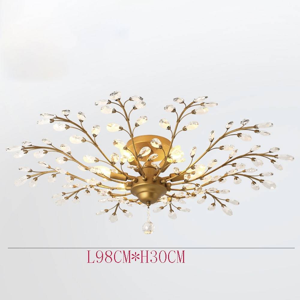 Crystal Flower Chandelier — Metal, Clear Crystal, E12/E14 LED, 4-, 5-, or 6-Light, 24" Diameter