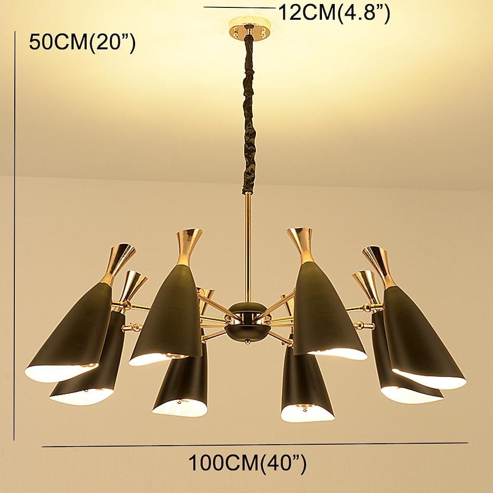 8-Light Candle-Style Chandelier — Electroplated Metal, E26/E27/G9, 40" Diameter, Black or White