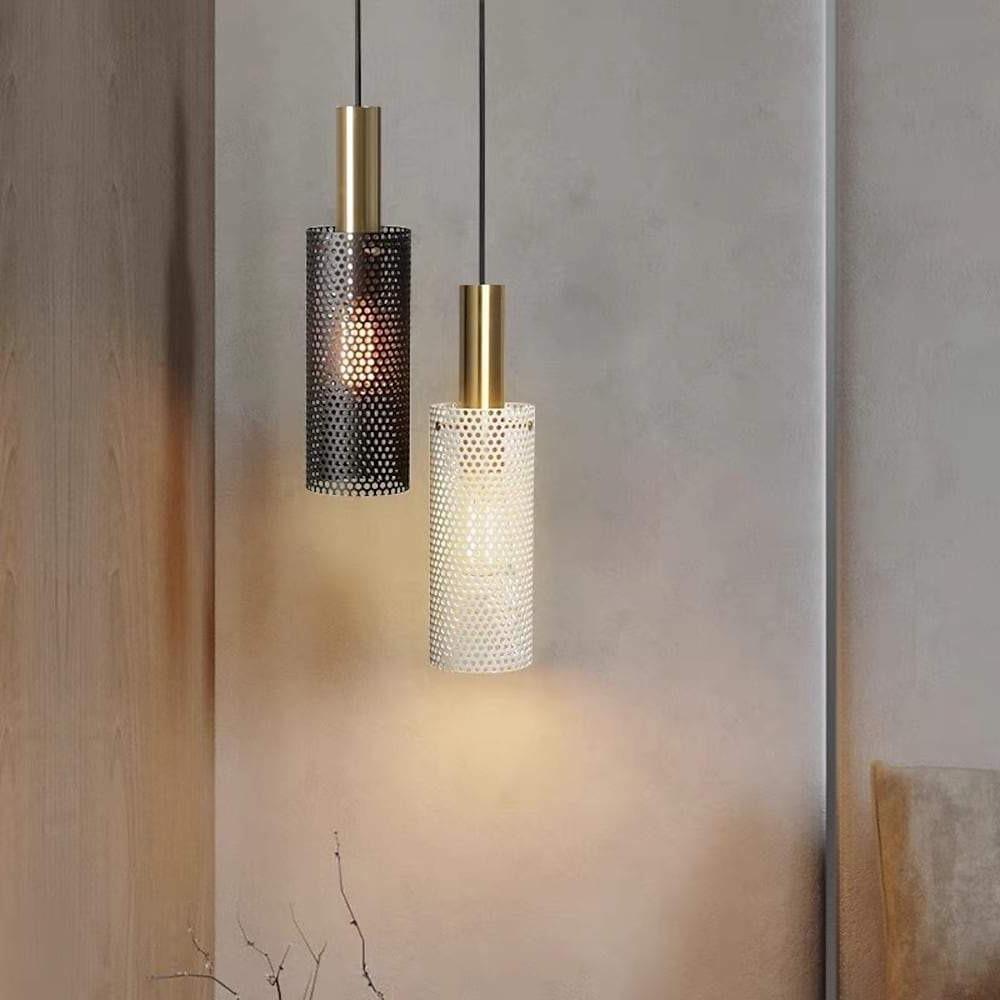 Cylinder Mini Pendant Light — Black or White Metal, LED, 1-Light, E26/E27, 5W, Adjustable Cord