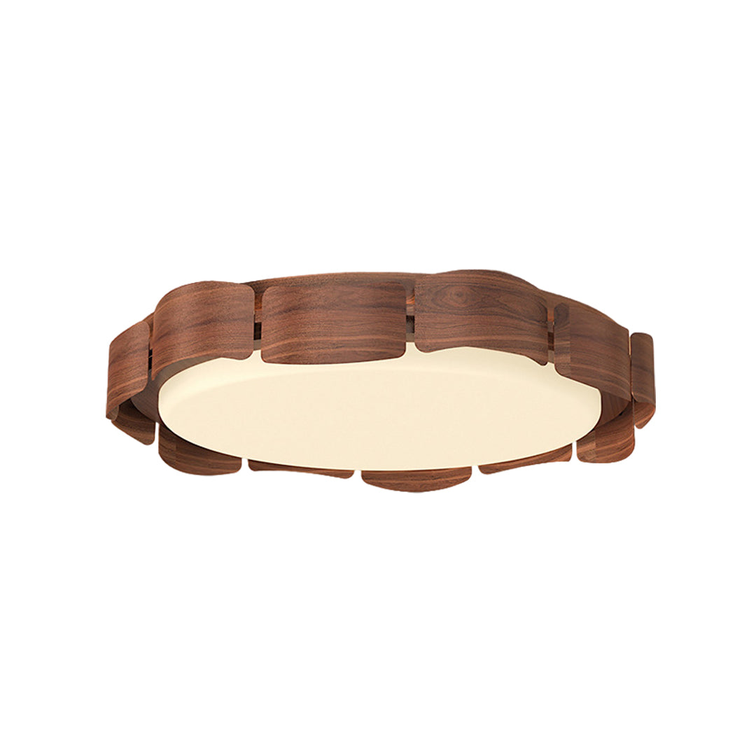 Full-Spectrum Eye-Care LED Flush Mount — Wood Grain & Iron, 39W, 3-Step Dimming (3000K/4000K/6000K), High-CRI 97, 19.69"