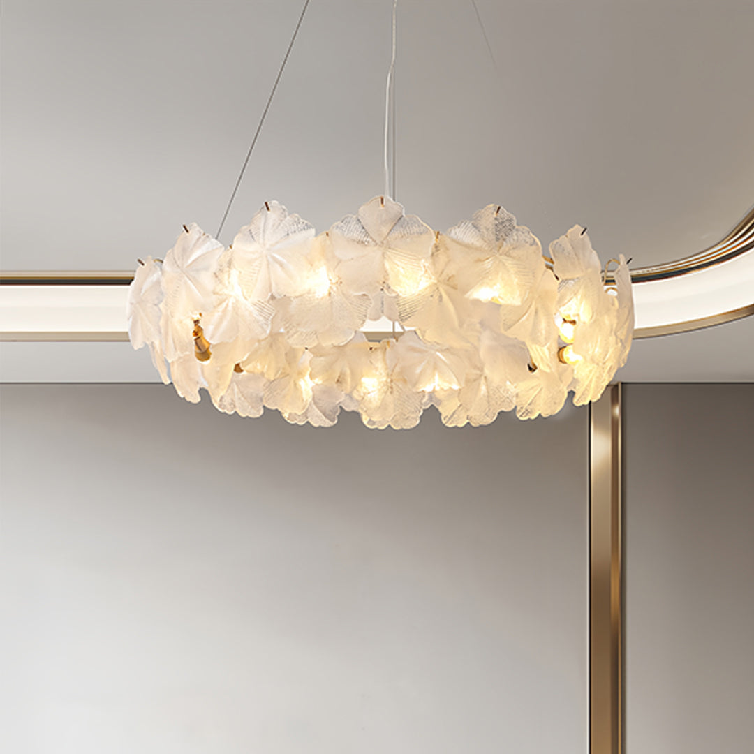 French Wreath Glass Garland Chandelier — K9 Crystal Clover Shades, 3-Step Dimming, 50cm / 60cm