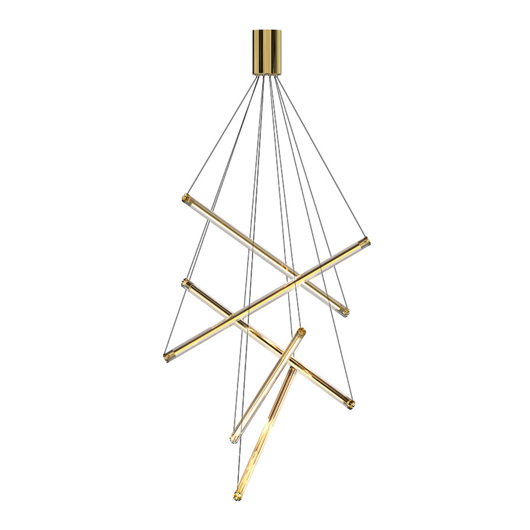 Minimalist LED Linear Chandelier — Stainless Steel & Acrylic, 3/5/7-Light, 36W–140W, 4000K RA97, Black or Gold