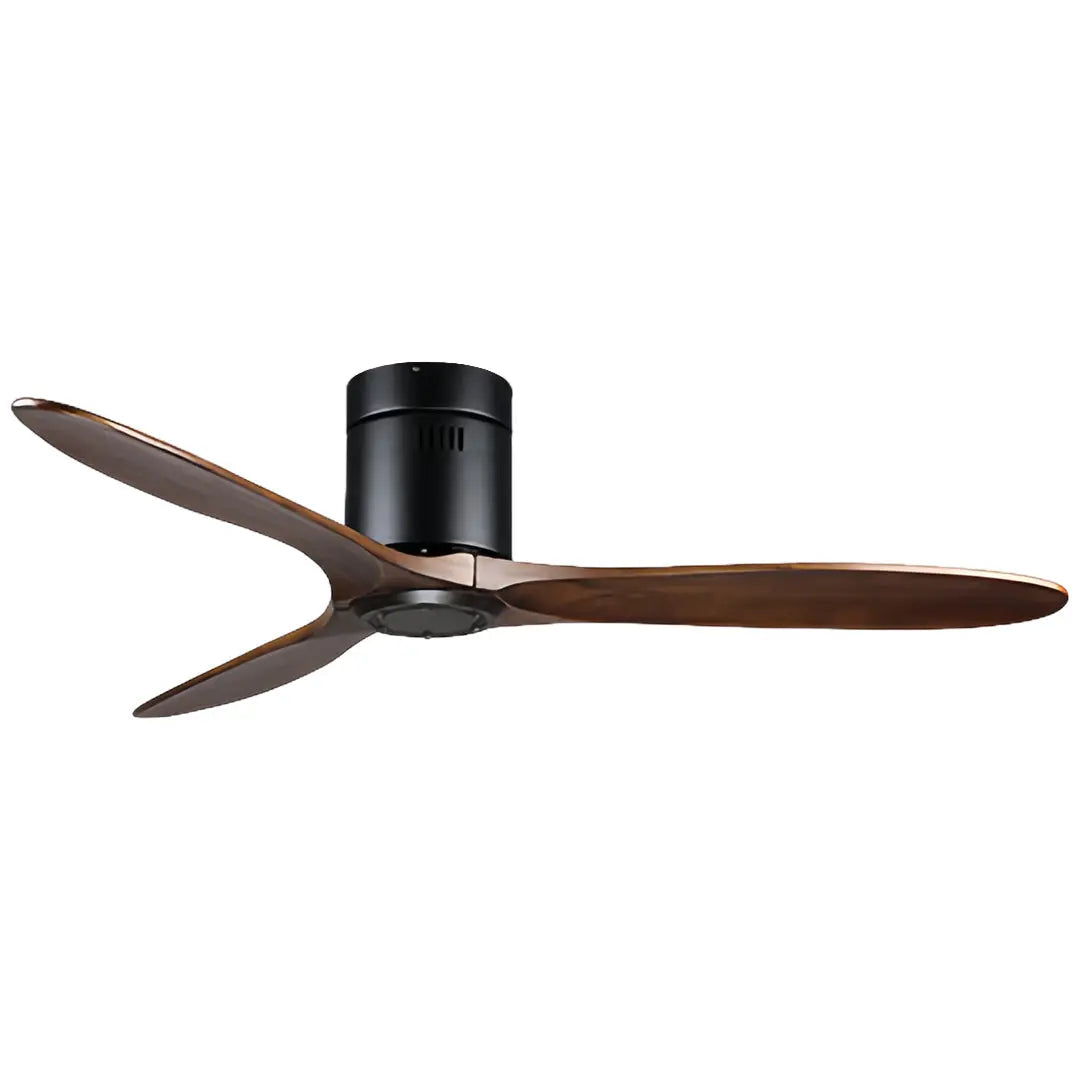 Flush Mount Wooden Ceiling Fan with Light and Quiet DC Motor Fandelier Luxe