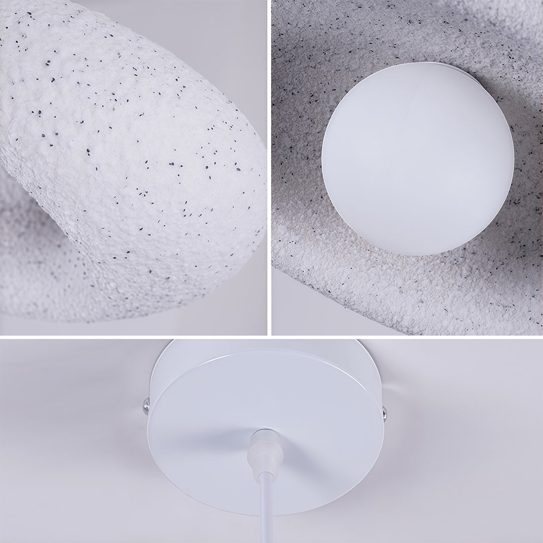 Wabi-Sabi Minimalist Pendant Light — Metal, PS Diffuser, Stone Paint Finish, G9, 15.75" Wide, 59.1" Adjustable Chain