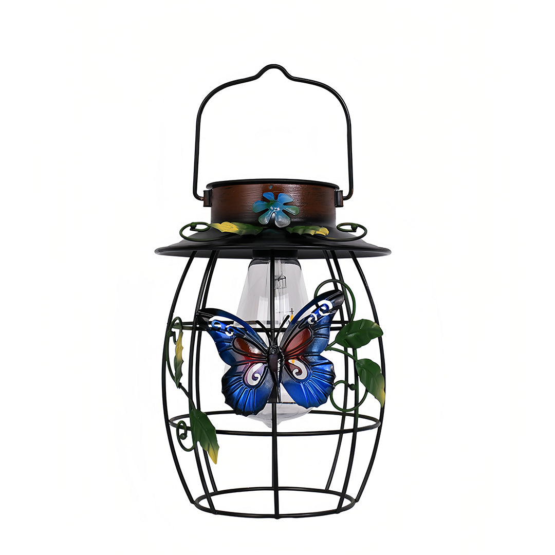 Butterfly Mesh Solar Hanging Lantern — Iron, LED, 600mAh, 12-Hour Runtime, Outdoor