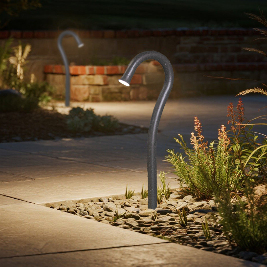 Cane-Shape Outdoor Bollard Light — Die-Cast Aluminum, 6W LED, 3000K, IP65, 31.5"