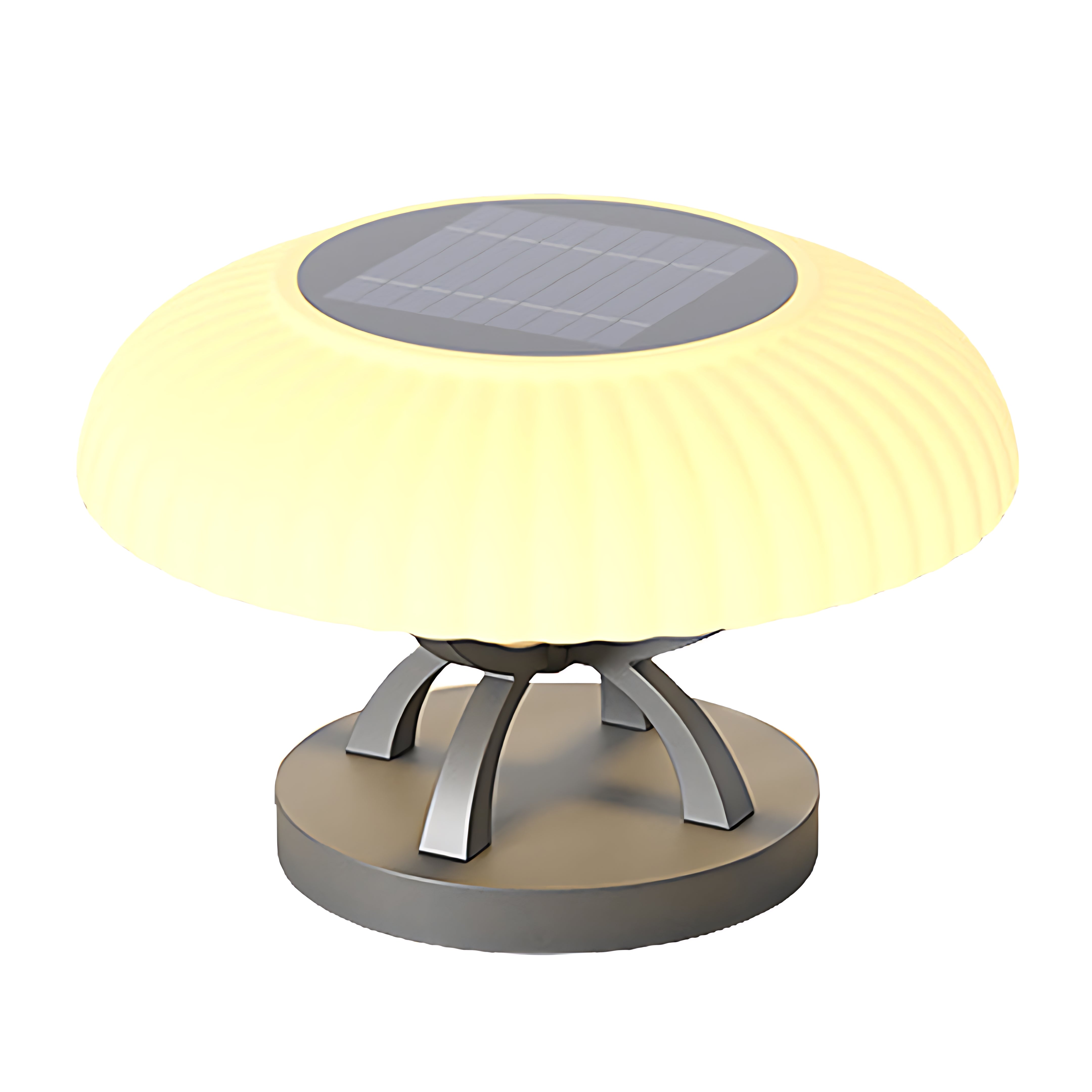 Modern Arc Column Pillar Light — Stainless Steel, PE Shade, LED 3000K, IP65, Solar / Hardwired