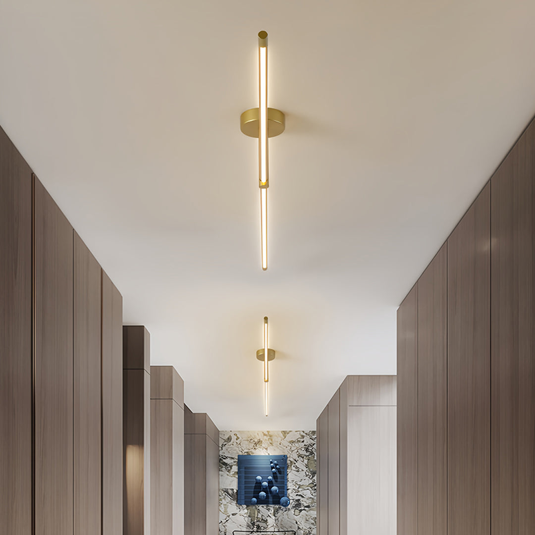 Minimalist Linear Semi-Flush Mount — Aluminum & Wrought Iron, Acrylic Shade, 12W–24W LED, 68cm–128cm