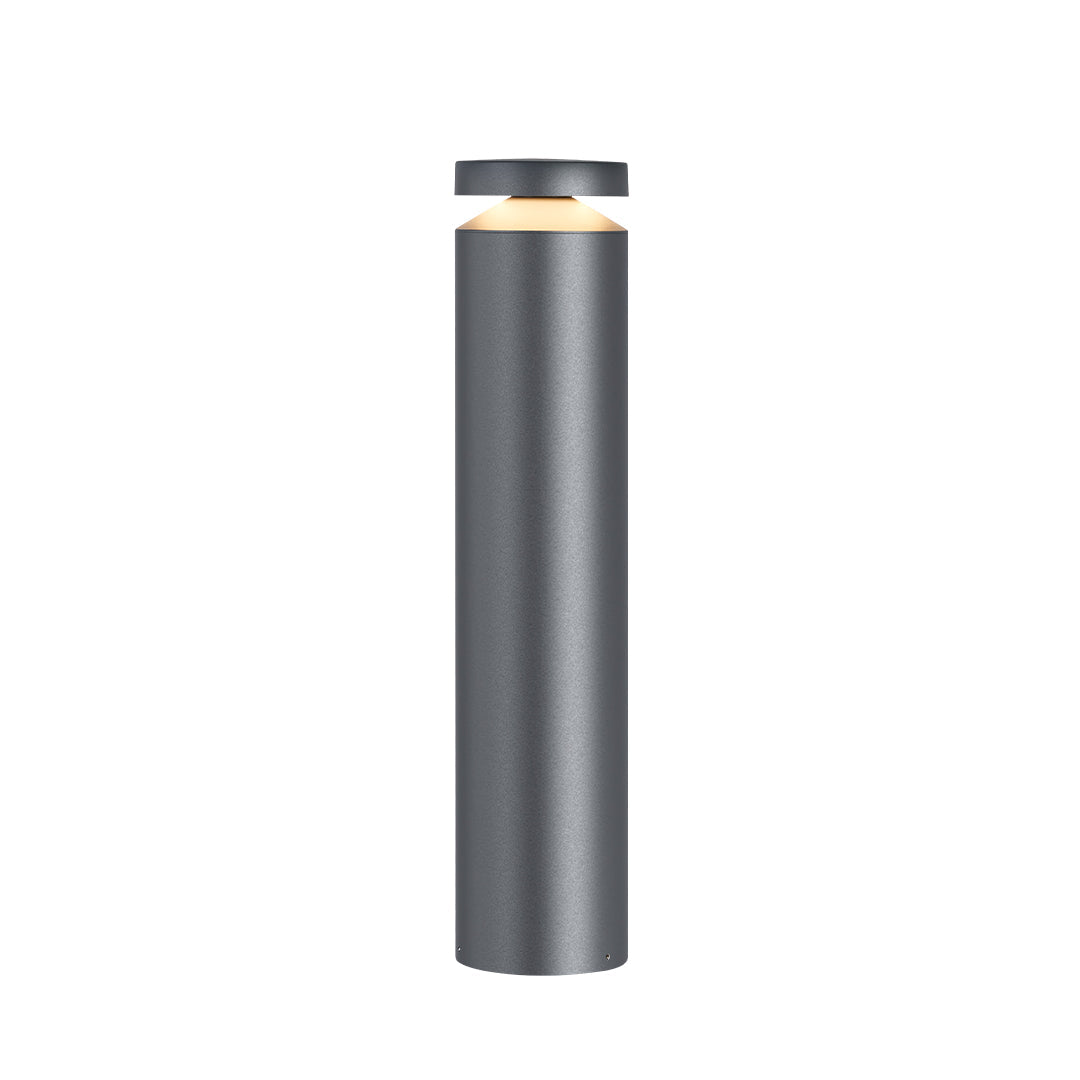 Modern Minimalist Outdoor Bollard Light — Sand-Gray Aluminum, 12W LED, 3000K, IP65, 23.6" Height