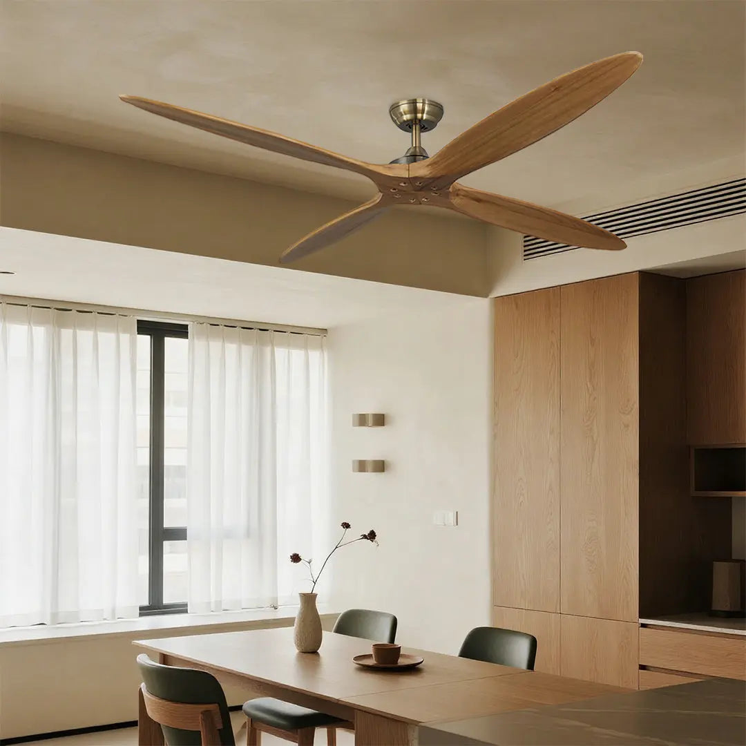 Modern Large Wood Propeller Ceiling Fan with Remote Control Luxe