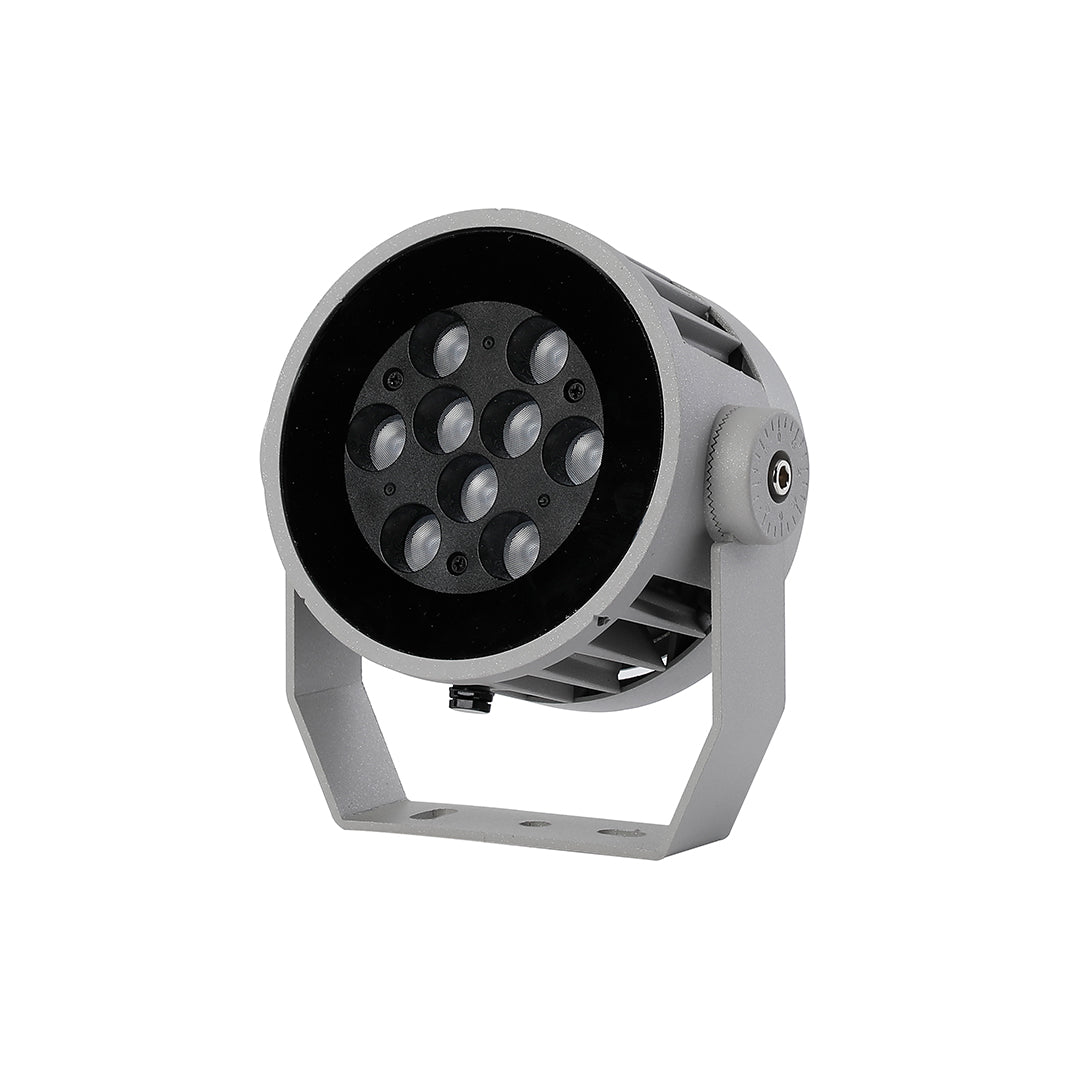 Circular Outdoor LED Spotlight — Die-Cast Aluminum, IP65, 9W / 12W, DC24V, RGB Option