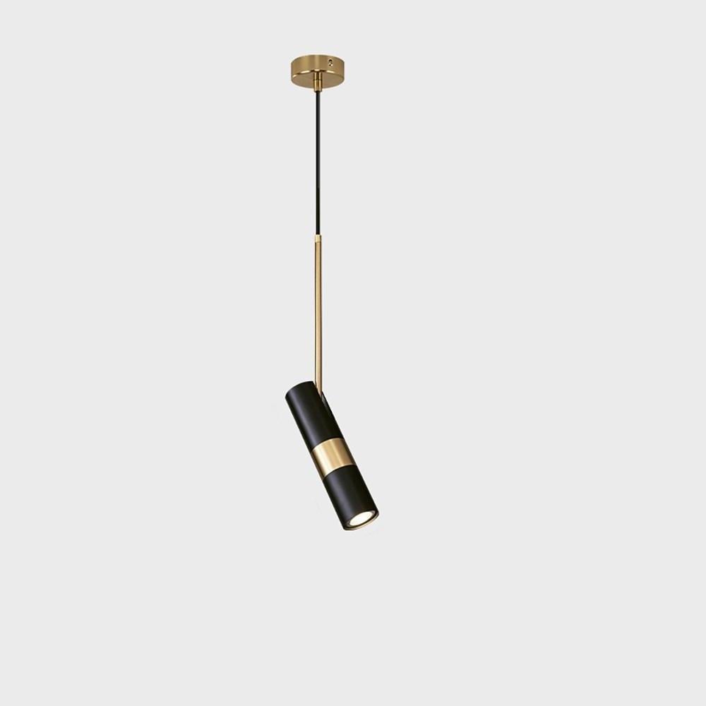 Norse-Inspired Cylindrical Mini Pendant — Black, White, or Gold Metal, 360° Rotating, 1-Light LED, 39" Adjustable Cord