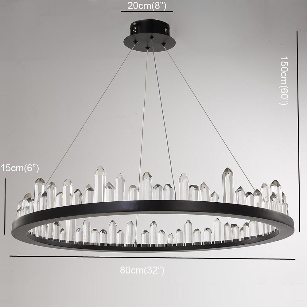 Circular Ring Crystal Chandelier — Metal, LED, 31" Diameter, Adjustable Height, 40W, 3000K / 6000K