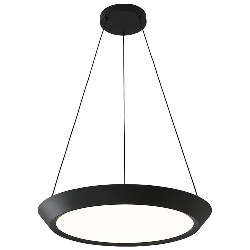 Artistic Circle Pendant Light — Metal and Acrylic, LED Integrated, 2700K, Adjustable Cord, 1-Light