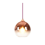 Gradient Glass Globe Mini Pendant — Metal, E26/E27, 12" Diameter, 59" Adjustable Cord, Rose Gold / Chrome / Gold