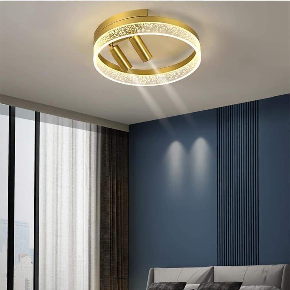 Circular Spotlight LED Flush-Mount Ceiling Light — Metal, Black or Gold, 54W, 3-Step Dimming, Remote Control, 16" Diameter