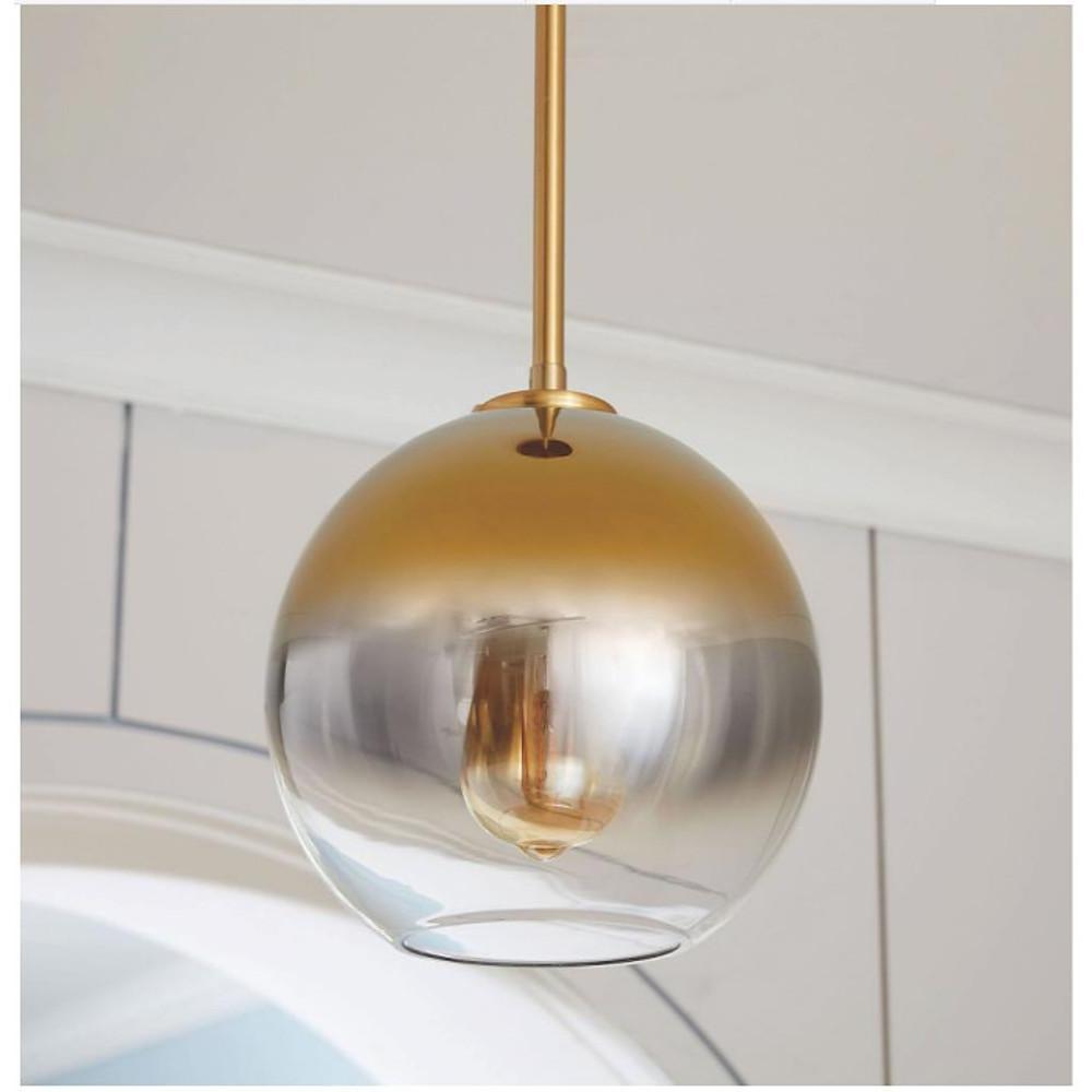 Industrial Globe Mini Pendant — Gradient Glass, Metal, 1-Light E27, 8" Diameter