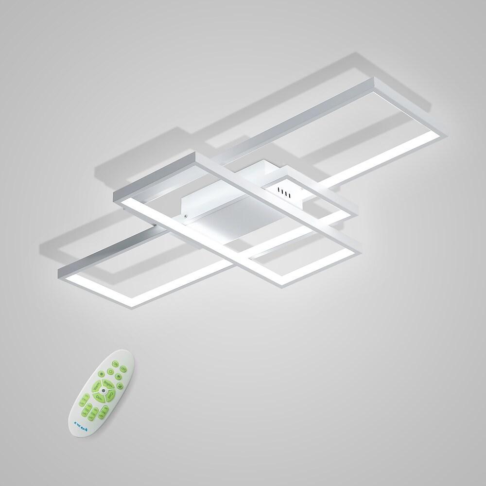 Large Multi-Rectangle Flush-Mount Ceiling Light — 3-Tier Integrated LED, Black, Gold or White