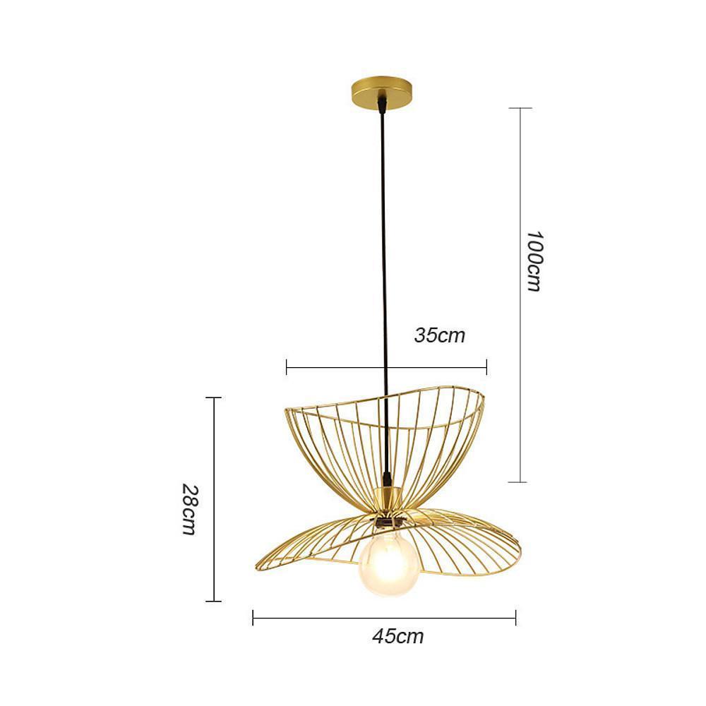 Vintage Double Wire Basket Pendant Light — Metal, E26/E27 LED, 18" Diameter, Adjustable 28" Cord, Black or Gold