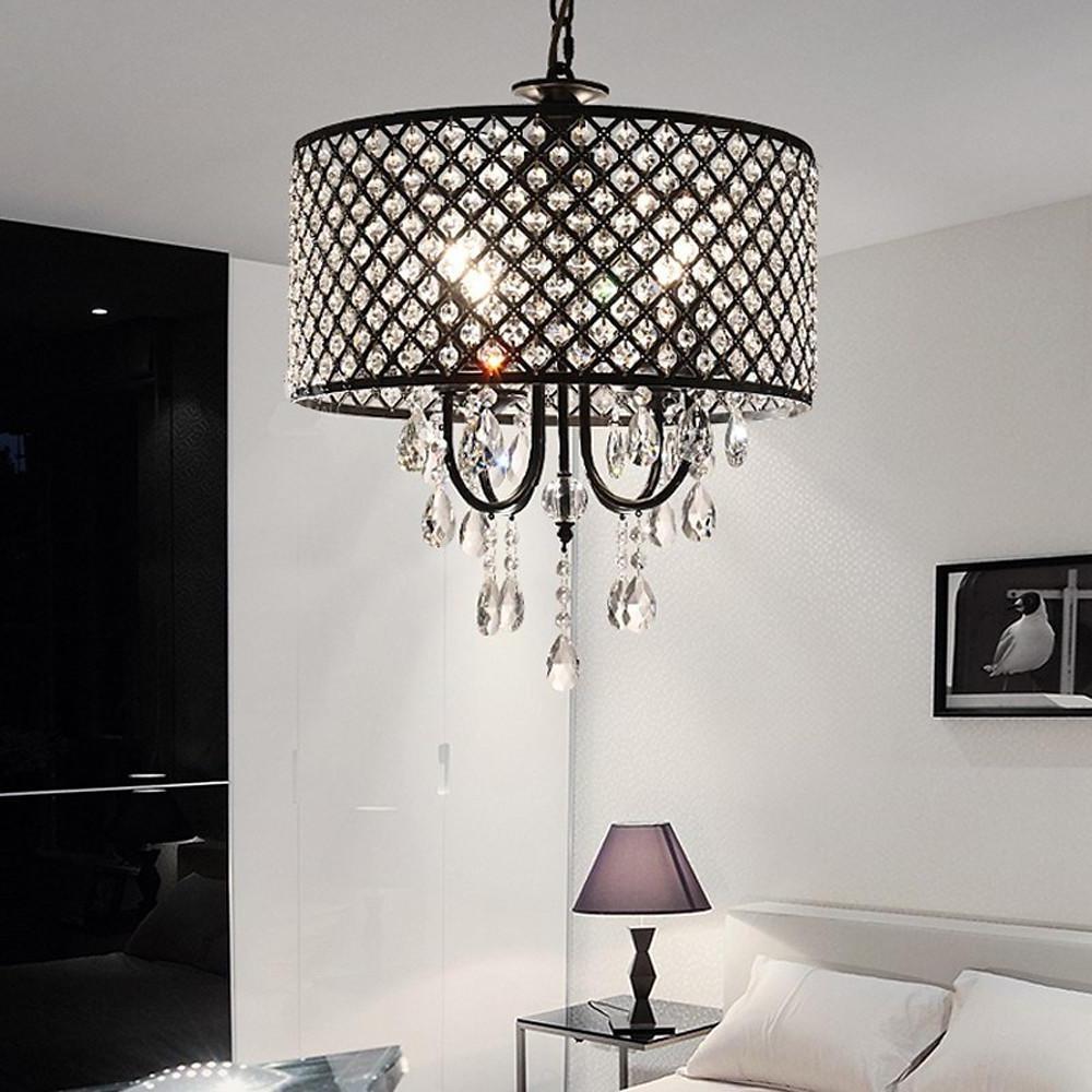 Crystal LED Country Pendant Light with Electroplated Metal Chandelier Design for Kitchen