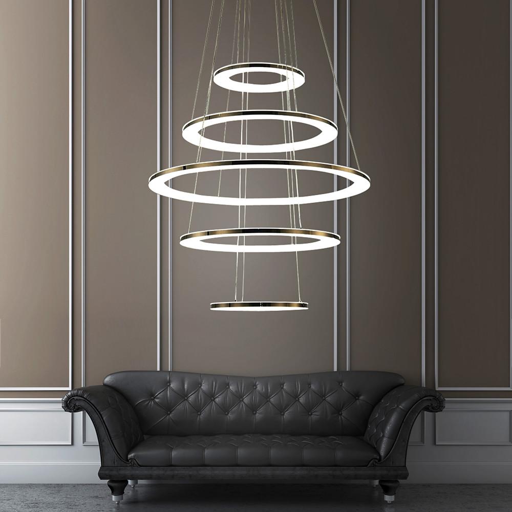 Mid-Century Adjustable Contemporary Chandelier with 5-Tiered LED Lights