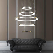 Mid-Century 5-Tiered Adjustable Chandelier — Acrylic and Metal, LED, 3000K / 4500K / 6000K, 28" Diameter