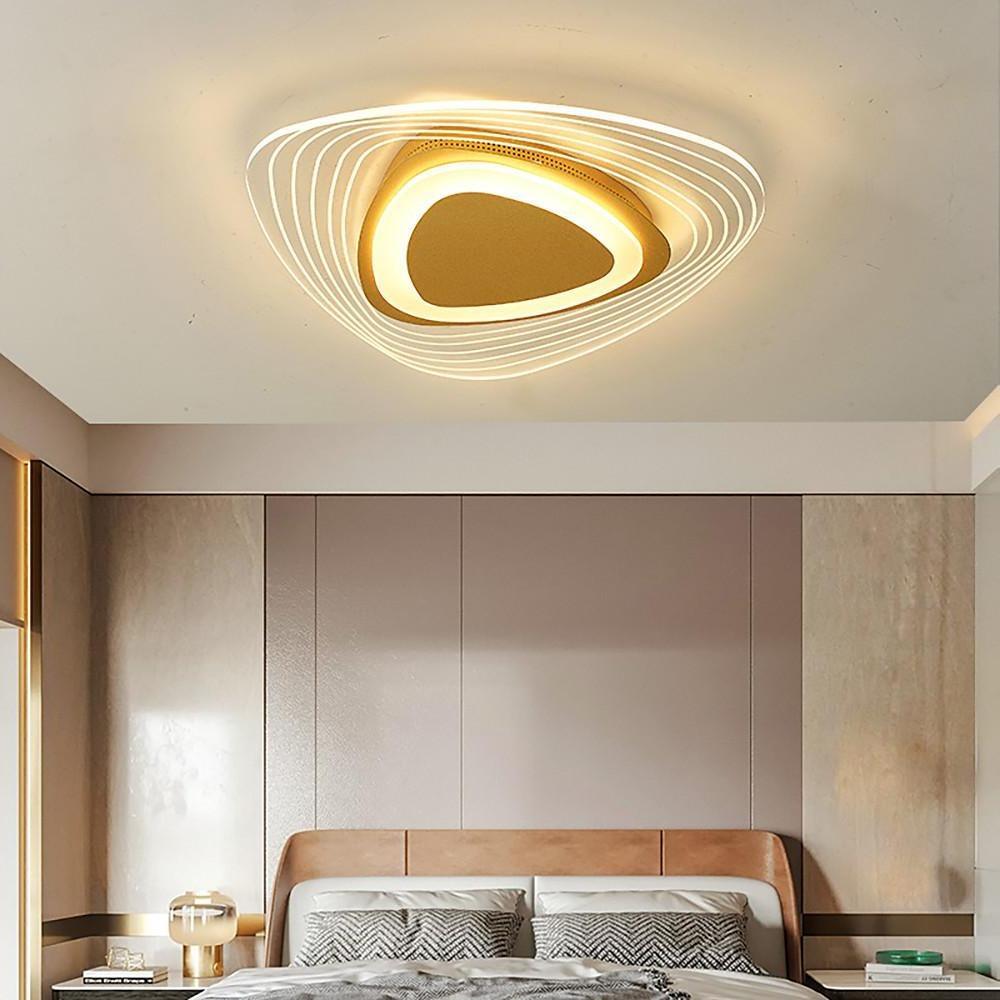 Geometric Semi-Flush Mount Ceiling Light — Metal and Acrylic, Gold Finish, Integrated LED, 20" or 24"