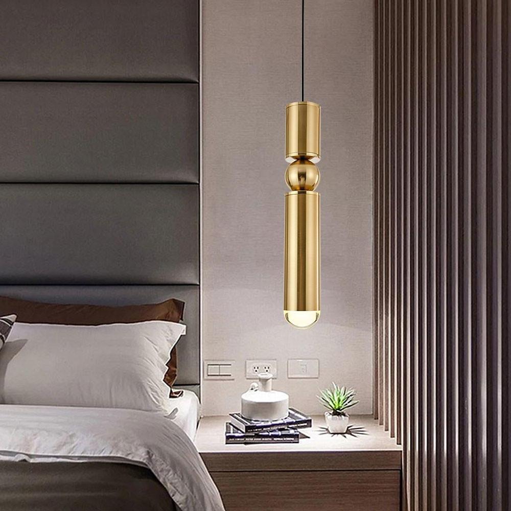 Cylindrical Mini Pendant — Electroplated Metal, LED, 2" × 14", 47" Adjustable Cord, E26/E27